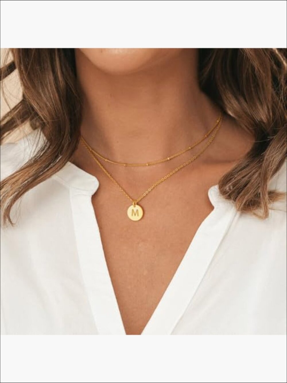 14K-Gold-Plated Layered Initial Necklace with Adjustable Chains - Picture 3 of 7